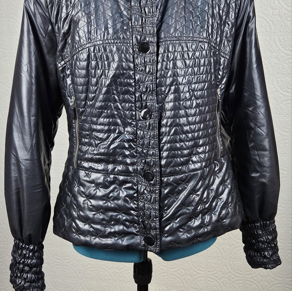 Ges Brown- Vintage black bomber jacket with rabbit fur collar - Picture 2 of 9